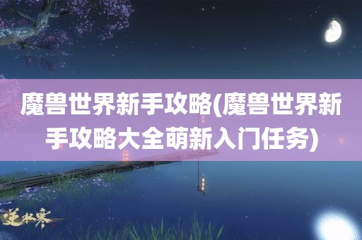 魔兽世界新手攻略(魔兽世界新手攻略大全萌新入门任务)